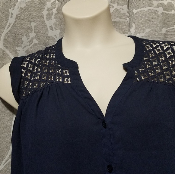 Plus size navy blouse - Picture 2 of 7